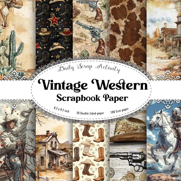 Western Scrapbook Paper - 24 Sheets 11.8x11.8 Inch Wild West Patterns For Crafts