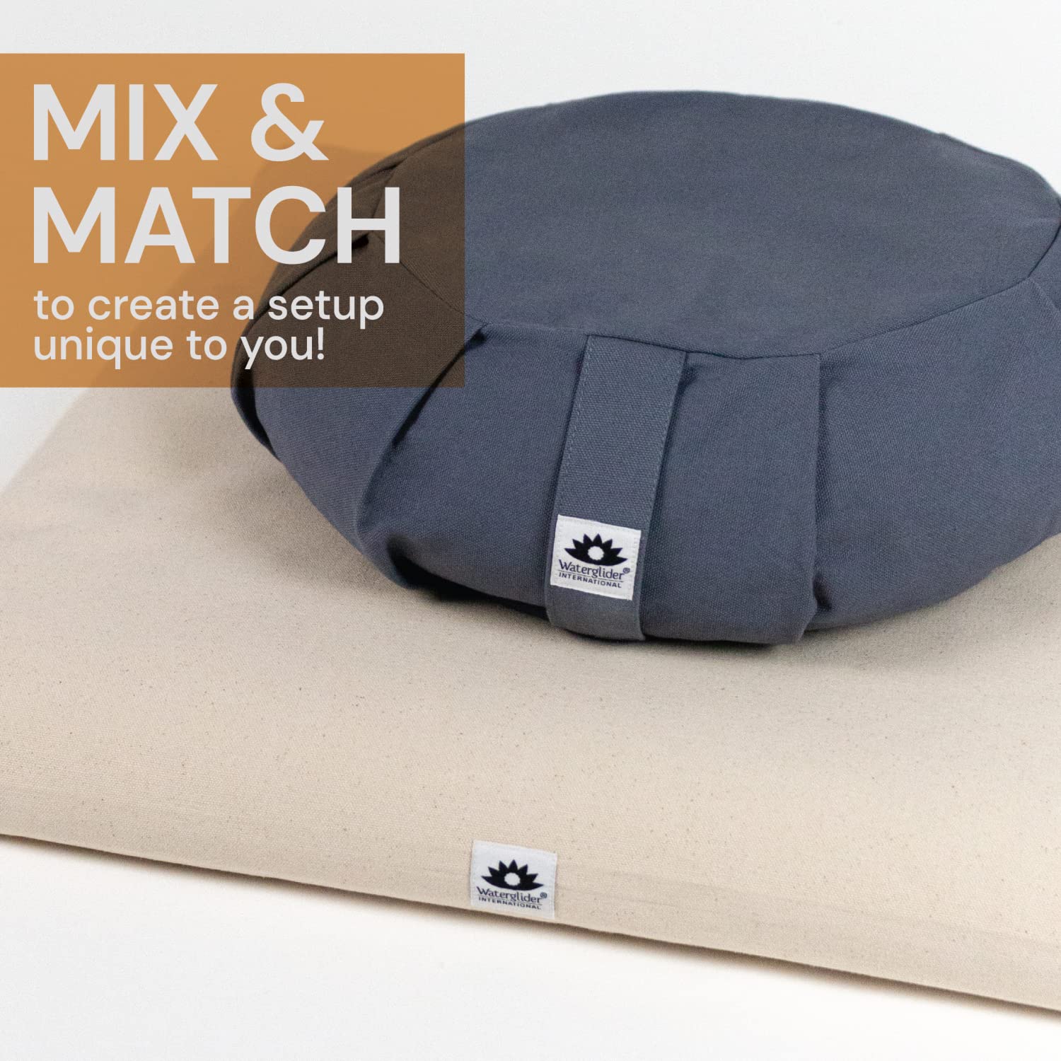 Waterglider International Meditation Cushion (Twilight Blue) Round, Buckwheat Husk Filled, Floor Pillow or Cushions, Yoga Seat, Zafu, Made in the USA - Image 6