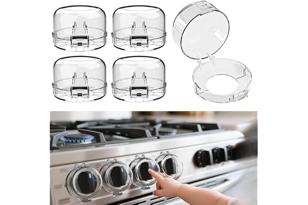 Stove knob Safety Covers for Child Upgraded Unlock Universal Size with Adult Two-Finger, Dual-Key Press Gas Stove Knob Locks