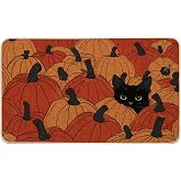 Artoid Mode Black Cat Pumpkin Fall Doormat 17x29 Inch | Autumn Home Decor Low-Profile Switch Rug Floor Mat for Indoor Outdoor