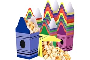 Tiangrid 60 Pcs Back to School Crayon Popcorn Boxes Teacher Gift Treat Bags Mini Popcorn Boxes Candy Holders Bulk Party Favor for Teacher Appreciation Gifts School Classroom Decoration(Multicolor)