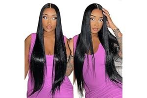 Mengkai 13X6 Straight Lace Front Wigs Human Hair Pre Plucked with Baby Hair 13x6 HD Transparent Lace Frontal Wigs Human Hair 180% Density Straight Human Hair Wigs for Black Women 30 Inch Glueless Wigs
