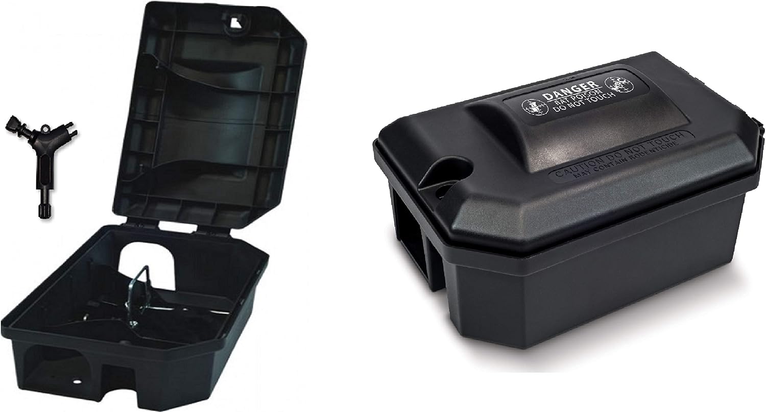 2 EXTERMINATOR RAT BAIT STATION POISON KILLER BOX, Black - Image 4