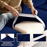 Teynewer Sofa Seat Cushion Covers Velvet Stretch Non Slip 2 Seater Blue view 4