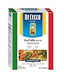 De Cecco Tri Color Pasta, Farfalle No.93, 12 Ounce