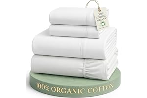 Lane Linen 100% Organic Cotton Queen Sheet Set, 4-Piece Percale Bed Sheets for Queen Bed - Soft, Breathable, Hypoallergenic, 