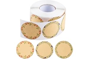 BESARME 600 Pcs 2" Canning Labels for Jar Christmas Gift Tag Stickers Kraft Labels for Jar Floral Stickers Food Containers Lids Spice Bottle Sticker