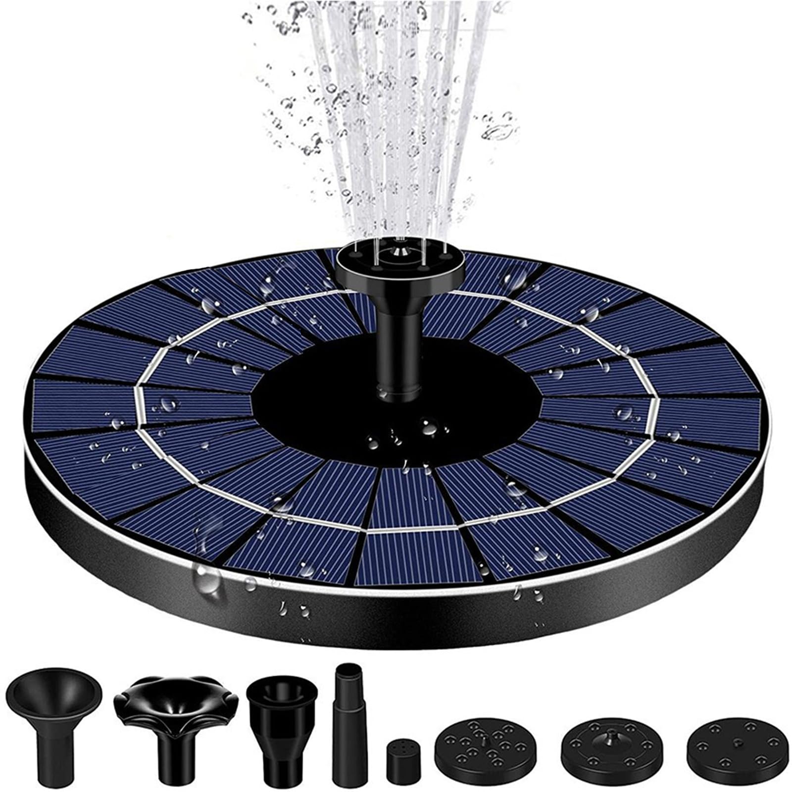 Meichoon Solar Fountain Pump 2.5W with 6 Nozzles Birdbath Water Feature Independent Floating Fountain for Gardens Ponds Fish Tanks Aquariums Outdoors MY01