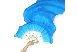 RUIXIANG Ruxiiagn 1.8m Artificial Silk Belly Dance Bamboo Fans Veils Women Real Silk Belly Dance Fan Veil National Dance Dancing Long Bamboo Fan