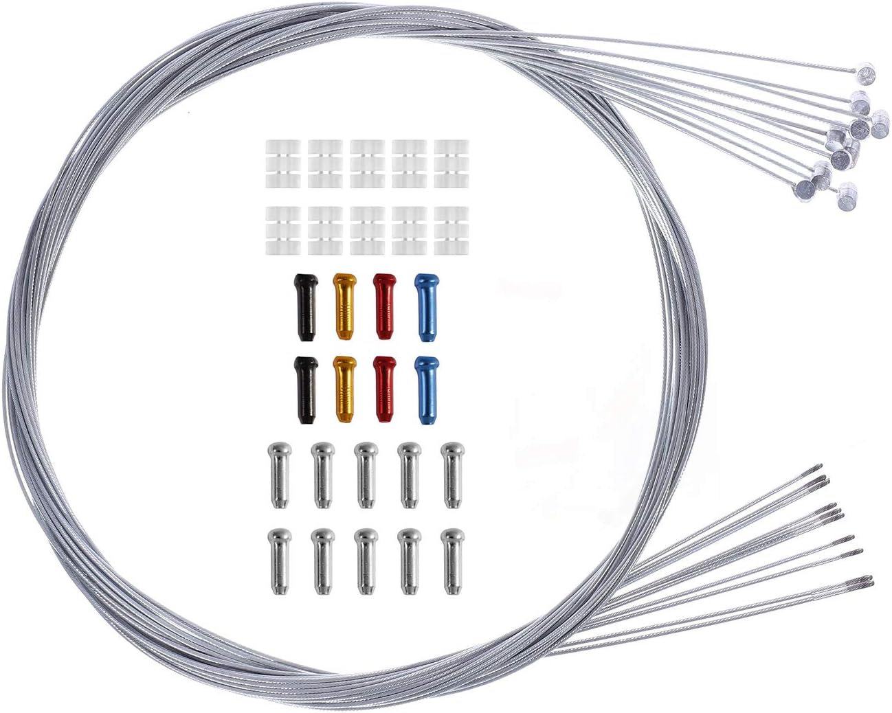 Bike Brake Cable Kit Includes 10 Bicycle Brake Line with 18 End Caps and O-rings for Mountain and Road Bike