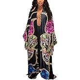 Kimono Cardigan for Women Long Boho Satin Kimono Robes Plus Size Open Front Beach Swimsuit Cover Ups Lightweight Duster