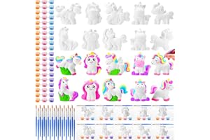 Simgoing 20 Set Unicorn Ceramic Painting Kit DIY Ceramic to Paint Your Own Unicorn Figurines Unpainted Plaster Arts and Craft for Adults Christmas Birthday Party Favors