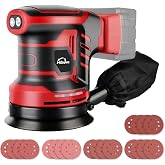 AUTOJARE Brushless Random Orbit Sander 6 Speed Electric Sander | Compatible with Milwaukee 18V Battery, No Battery, Dust Bag, 20 Sandpaper, For Polishing, Sanding, Smoothing Surfaces