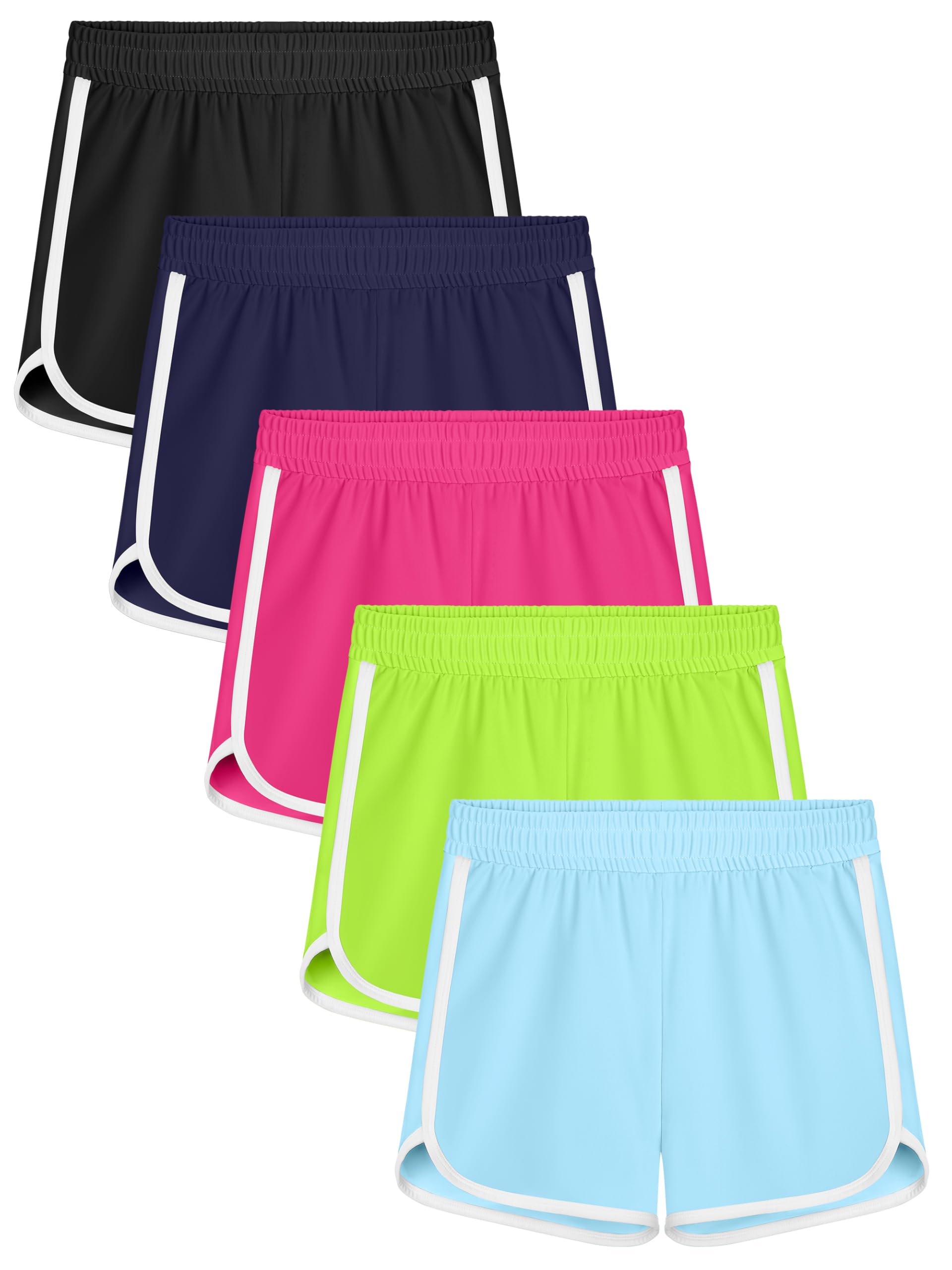 Resinta 5 Packs Girls Athletic Shorts Toddler Soccer Sports Shorts Kids Quick Dry Gym Running Short Image