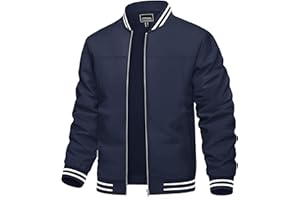 TACVASEN Men's Bomber Jacket Lightweight Casual Spring Fall Windbreaker Zip Up Coat with Pocket