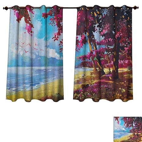 Amazon Com Seascape Bedroom Thermal Blackout Curtains
