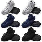 Tivi Tovo 6 Pairs Soft Sole Slipper Socks with Grip Indoor Winter Non Slip House Shoes for Women Men Christmas Gifts