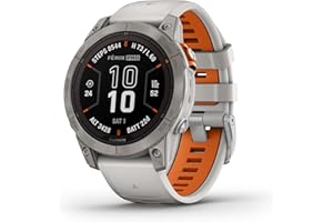 Garmin fēnix 7 Pro Sapphire Solar, Multisport GPS Smartwatch, Built-in Flashlight, Solar Charging Capability, Fog Gray/Ember 