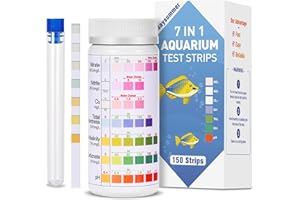 SAYSUMMER Aquarium Test Strips for Fish Tank: 7-Way 150 Strips Aquarium Water Test Kit Freshwater Saltwater Testing pH Nitrate