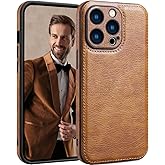 SOUTEM for iPhone 14 Pro Max Case Leather,Vintage Classic PU Leather Luxury Business Camera Frame Protection Cover,Soft Non-Slip Grip Anti-Scratch Shockproof Case for iPhone 14 Pro Max(Brown)