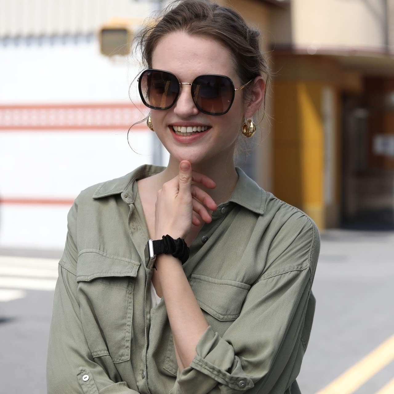 TOYOUTHS Compatible with Apple Watch Band Scrunchies 38mm Cloth Soft Pattern Printed Fabric Bracelet Women Rose Gold IWatch Cute Elastic Scrunchy Bands 40mm Series SE 6 5 4 3 2 1(Black S)