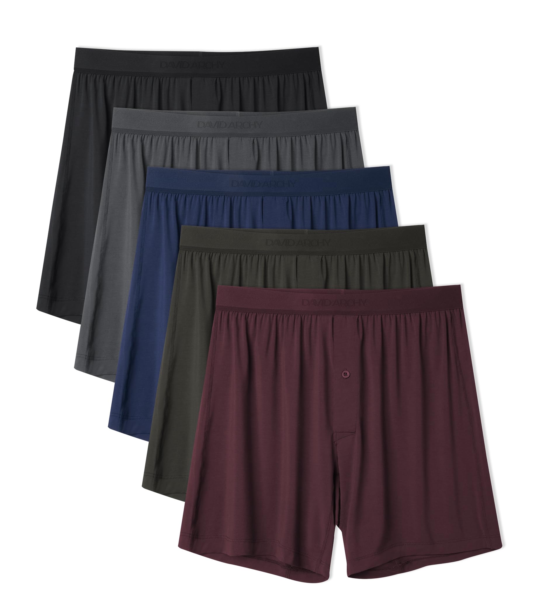 Photo 1 of DAVID ARCHY Ultra Soft Modal Underwear Mens Boxer Shorts Loose Breathable Boxers for Men 5 Pack(M,Navy Blue/Olive Green/Black/Dark Gray/Grape Purple)