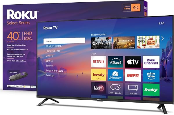 Roku 40-Inch Smart TV 2026 - Select Series, 1080p Full HD TV - RokuTV | Flat Screen LED Television with Voice Remote, Wi-Fi &