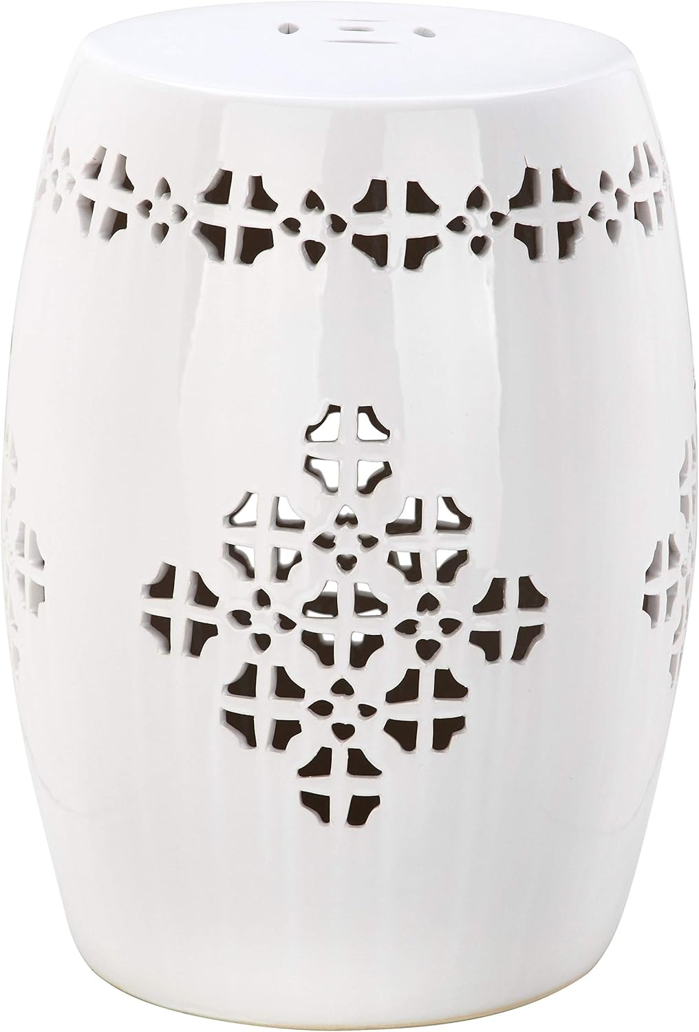 Safavieh ACS4535D Quatrefoil Ceramic Decorative Garden Stool, Orange: Furniture & Decor