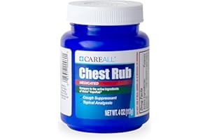 CareAll Medicated Chest Rub 4 oz. Topical Analgesic and Cough Suppressant. Provides Relief to Throat, Chest and Sinuses from Cough, Cold, and Congestion