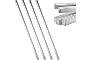 FUYITE 4 Pcs 1/4" x 1/4" x 12" Square Steel Key Stock, Cold-Drawn Stainless Steel Bars Metal Bars, Precision Key Stock