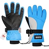 OutdoorMaster Kids Ski Snow Gloves, 3M Thinsulate Winter Windproof Waterproof Thermal Gloves for Boys & Girls, Fits Youth Winter Sports, Skiing, Snowboard