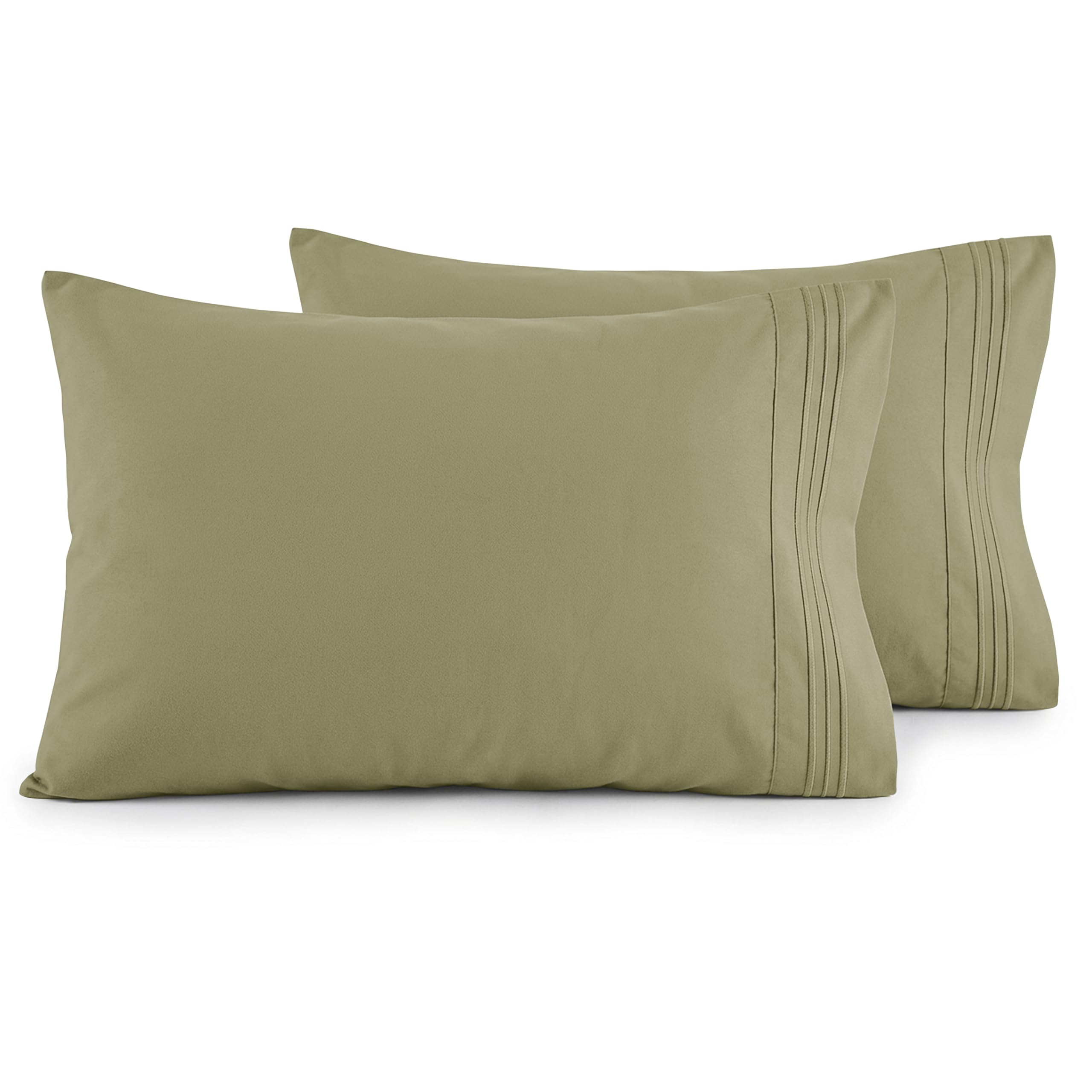 Elegant Comfort Luxury Ultra-Soft 2-Piece Pillowcase Set - 1500 Premium Hotel Quality Microfiber Double Brushed - Wrinkle Resistant, King Size, Sage/Green — image 1