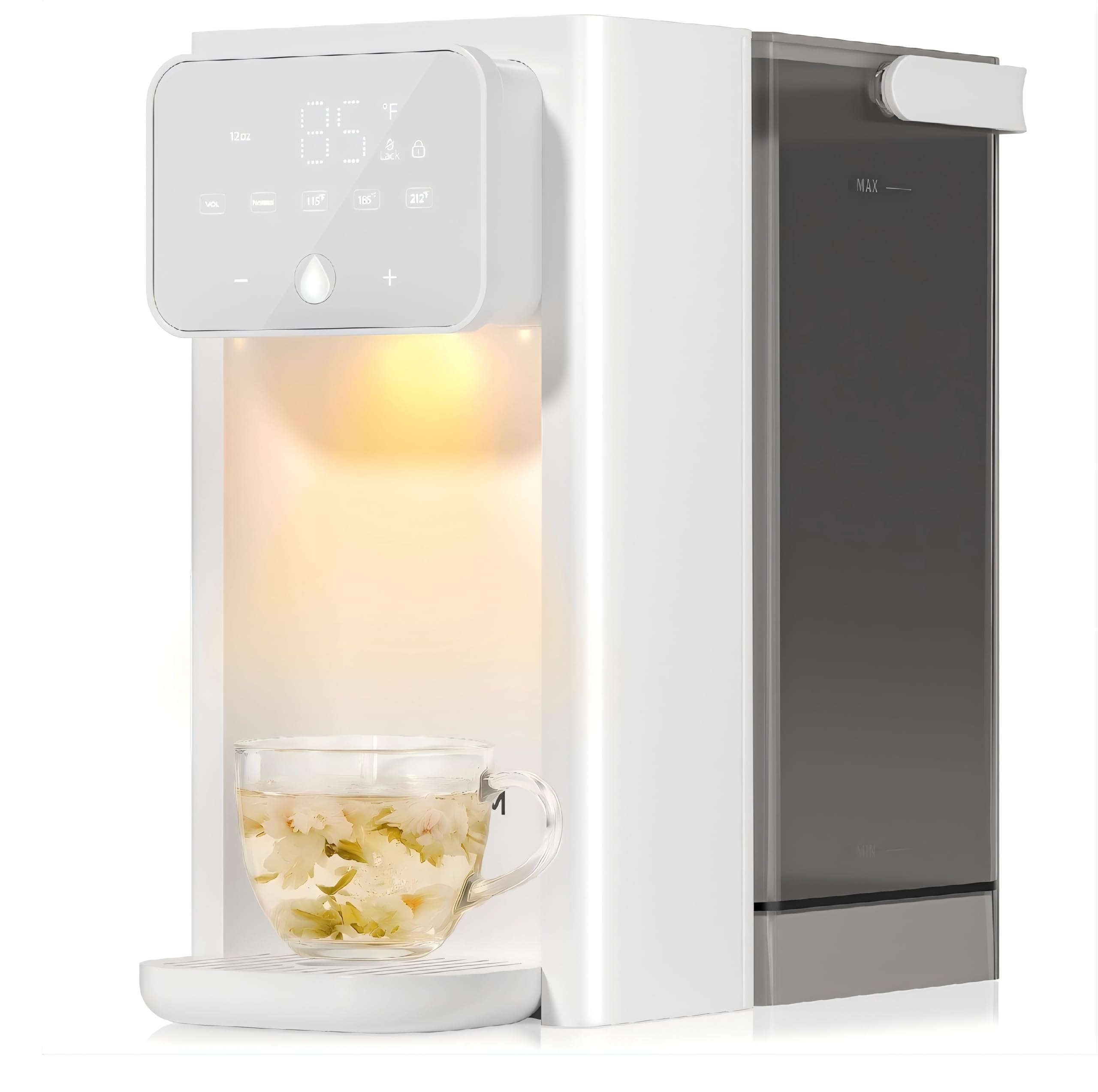 Photo 1 of Rhovam Instant Hot Water Dispenser for Quick Heating & Dispense,Adjustable Temperatures & 3 Water Volume Dispense, Removable 100 Ounce 3L Water Tank Capacity, BPA Free