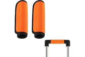 LUSOFIE 2Pack Luggage Handle Wrap for Suitcase Travel Essential Bright Orange Color Soft Luggage Identifiers for Suitcases Neoprene Material Comfortable Suitcase Handle Wraps for Traveling