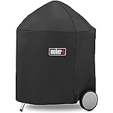 Weber&reg; Cover for 26" Kettle Charcoal Grills, Black | Durable UV‑Resistant Fabric, Breathable &amp; Water‑Resistant with Secure Fastening Strap, Charcoal Grill Protection