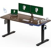 FLEXISPOT 60"x24" Electric Standing Desk, Black Walnut | One-Piece Desktop, 1" Thick Top, Height Adjustable, Stable Steel Frame, Home Office &amp; Multi-Monitor Setup