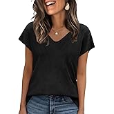 WIHOLL Short Sleeve Sweater for Women V Neck Trendy Summer Tops 2026 Beach Vacation Clothes Travel Business Casual Outfits