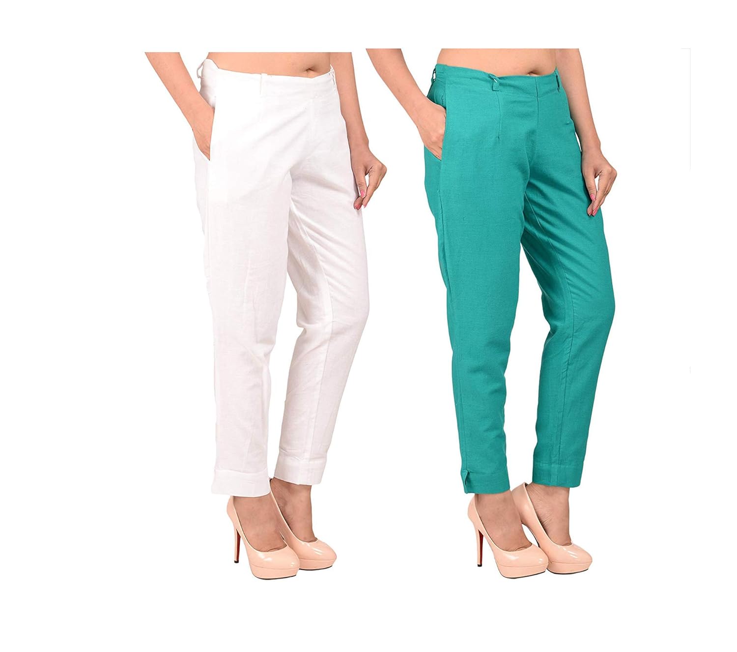 Buy Ruhfab Women's Calf Length Cropped Cotton Stretchable Regular Fit