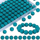 WEWAYSMILE 80pcs 15mm Mixed Color Silicone Beads for Keychain Making, Beaded Pen, Necklace (Dark Cyan)