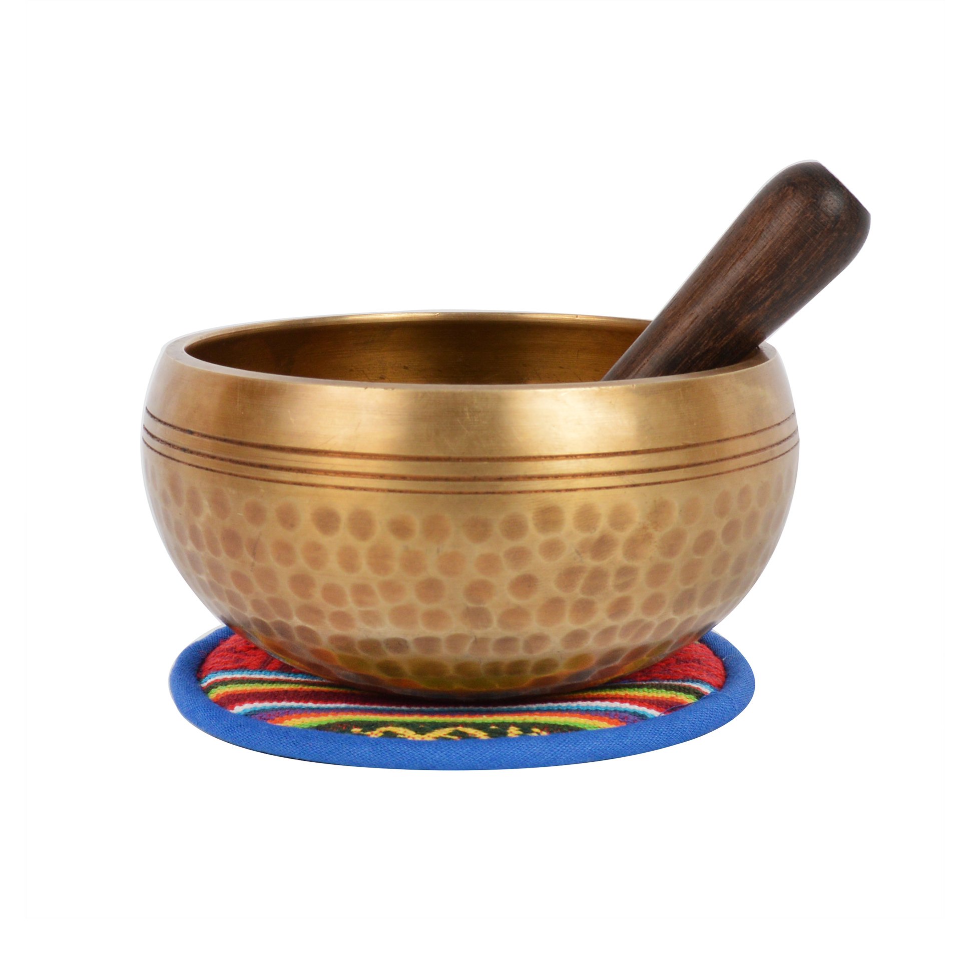 Bermoni Tibetan Hand Hammered Singing Bowl with Matching Ethnic Pouch. For Relaxation, Healing & Mindfulness (Ham-Medium) (B41)