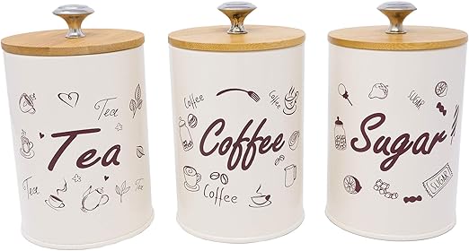 beige tea coffee sugar canisters