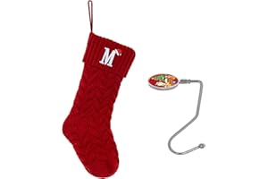 ZGCYSMHT Christmas Stockings Personalized Custom Initials 18 Inches Knitted Christmas Stockings with Letter Fireplace Hanging Monogram Xmas Stockings for Kids,Family Holiday Party Decoration（Red M）