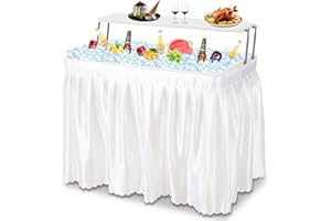 Dragosum Outdoor Ice Cooler Table with Drain and Shelf, Folding Table with Matching Skirt, Portable Table Coolers 4 Foot for Party BBQ Camping Wedding