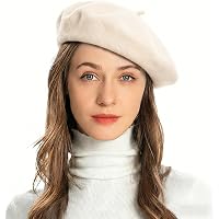 2777 Women Knit 100% Wool Beret Artist Winter French Beret Hats (cream) Classic French Artist Beret for Women Wool Beret Hat Solid  main image 3