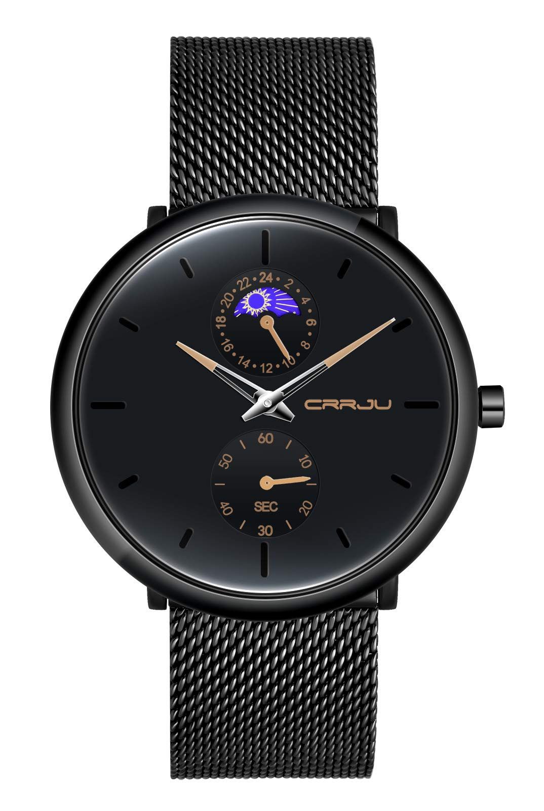 MicLee Men's Wrist Watches, Men's Boy's Quartz Watch, Business Watch, Multi-Function Casual Watch, Alloy Stainless Steel Watch, Mineral Glass dial Window, Stainless Steel mesh Band