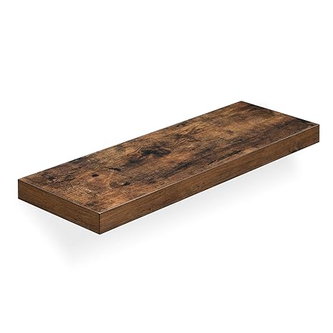 VASAGLE Wandregal, Wandboard 60 x 20 x 3,8 cm, Schweberegal Hängeregal für Bilder, Deko, MDF Holz, rustikal, braun LWS26BX
