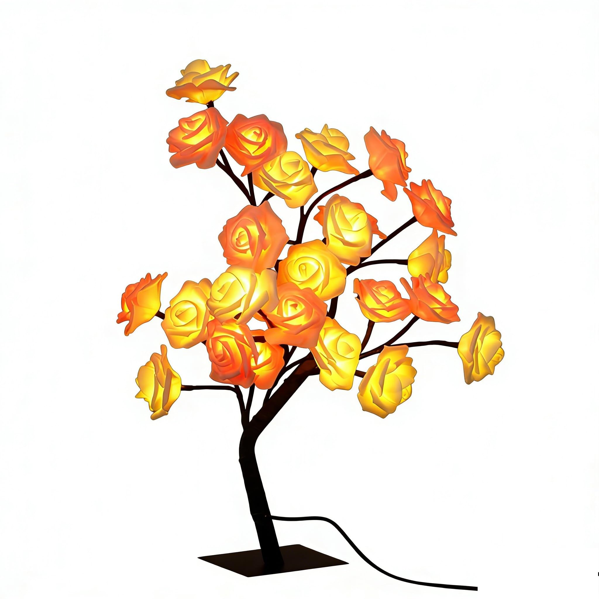 XVICO Rose Table Lamp Flower Tree Night Light Warm White Romantic White Pink Multicolor Light Home Bedroom Valentines Day Easter Wedding Party Decor LED Desk Light Christmas Decoration Lights