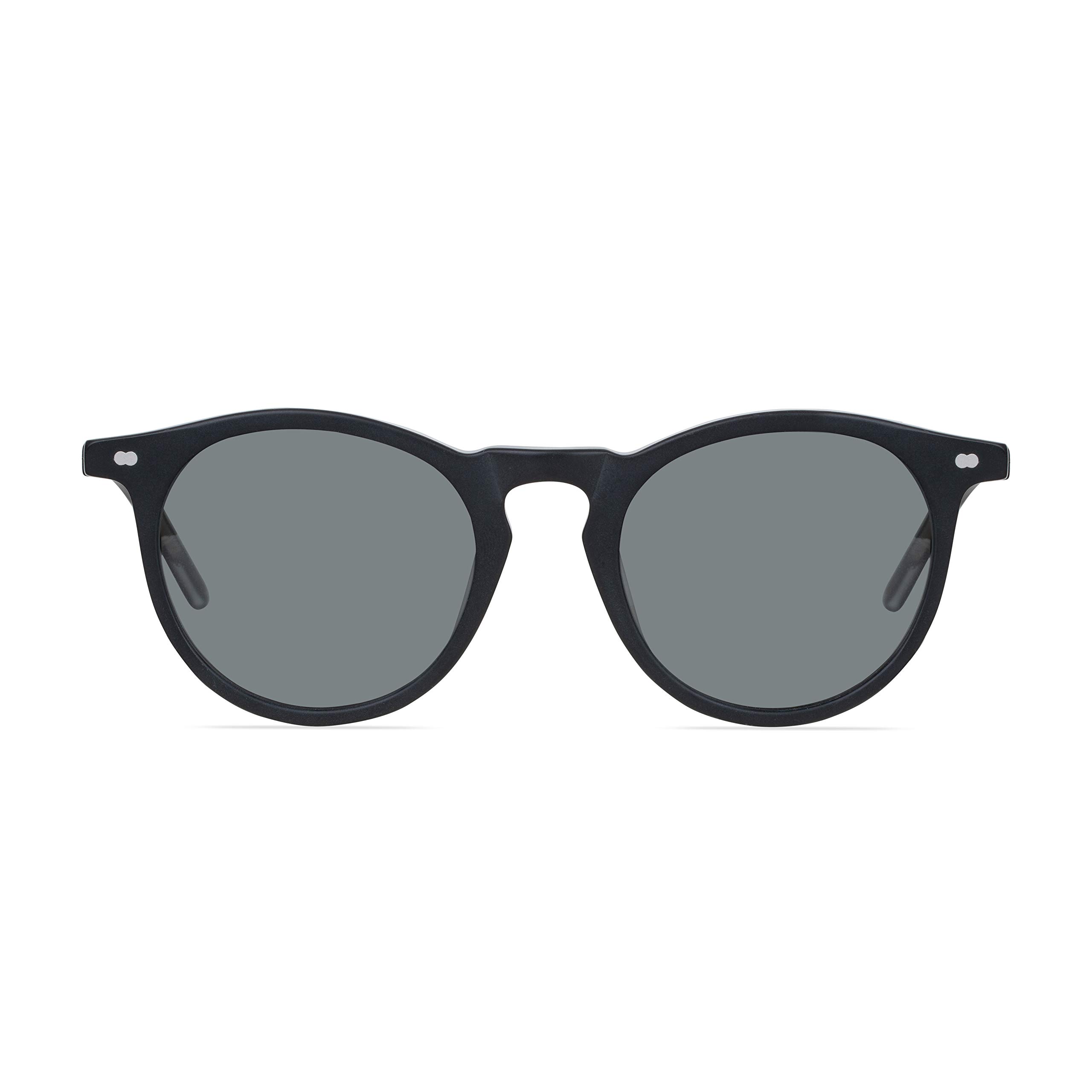 Christopher Cloos - Paloma Coal - Round Polarized Sunglasses for Men & Women with Case - Trendy Sun UV Protection Glasses - Unisex