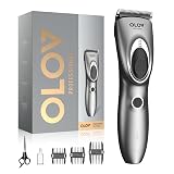 OLOV PROFESSIONAL Hair Clippers for Men, Cordless Hair Clipper Kit, Adjustable 4 Length Setting, 2-Speed Settings, Replaceable Ceramic Blade Heads, Rechargeable Hair Clippers for Family (Grey)