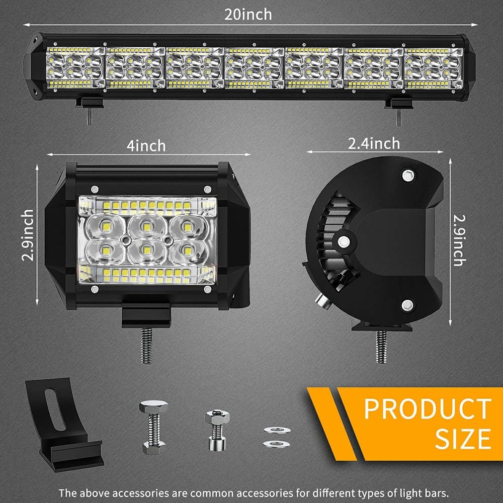 LED Pods Light Bar 20inch 546W 54600LM+6PCS 4inch 78W 7800LM, LED Light Pods Spot Offroad Lights Bar Combo Beam, high Brightness led Light Bars for Trucks Off-Road SUV Rv ATV UTV Boat Lighting: Automotive